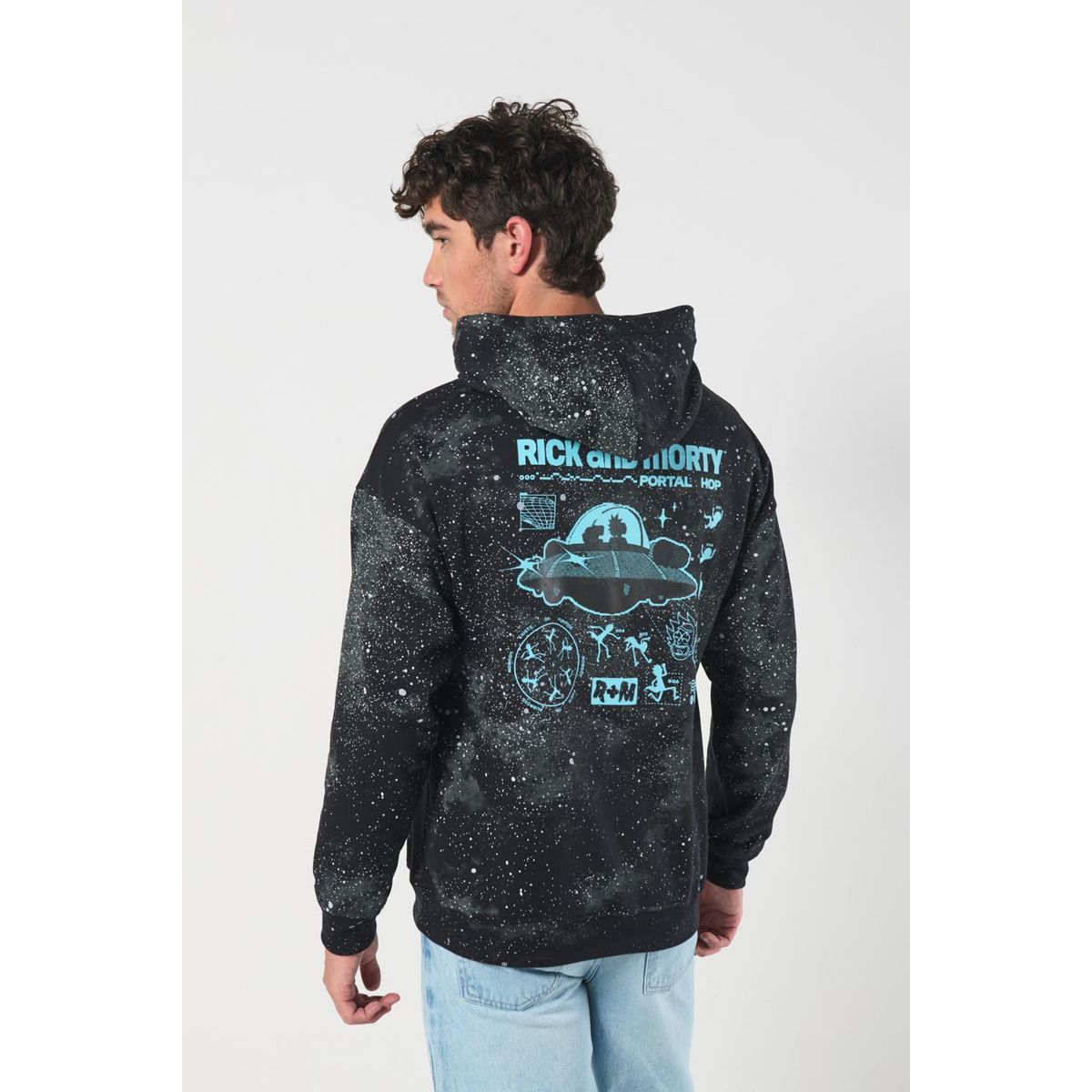 KOAJ - KOAJ Buzo negro de Rick and Morty con bolsillo y capota HOMBRE