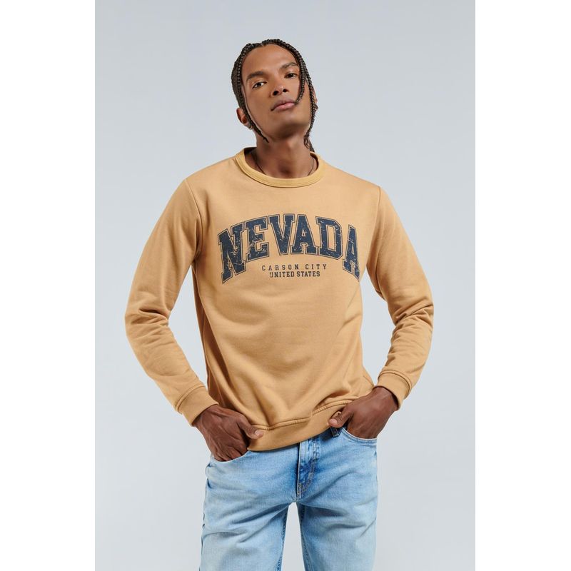 KOAJ - KOAJ Buzo cuello redondo kaky claro con diseño college y acaba HOMBRE