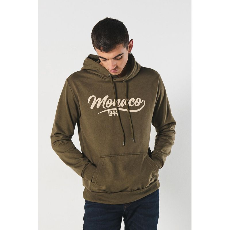 KOAJ - KOAJ Buzo capota unicolor con estampado en frente estilo Colle HOMBRE