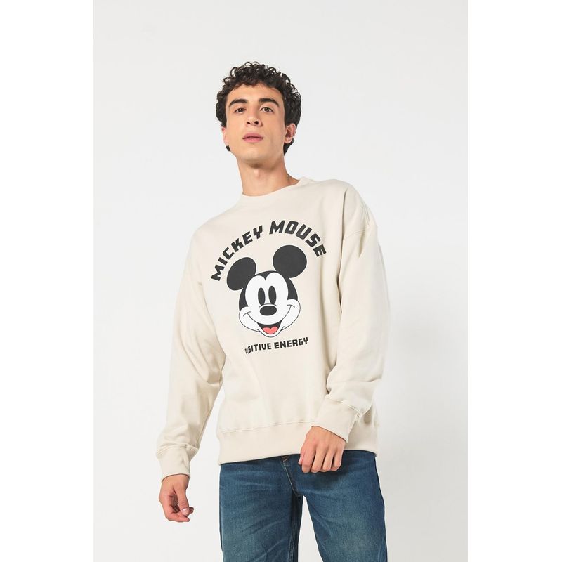 KOAJ - KOAJ Buzo kaki cuello redondo con estampado de Mickey HOMBRE