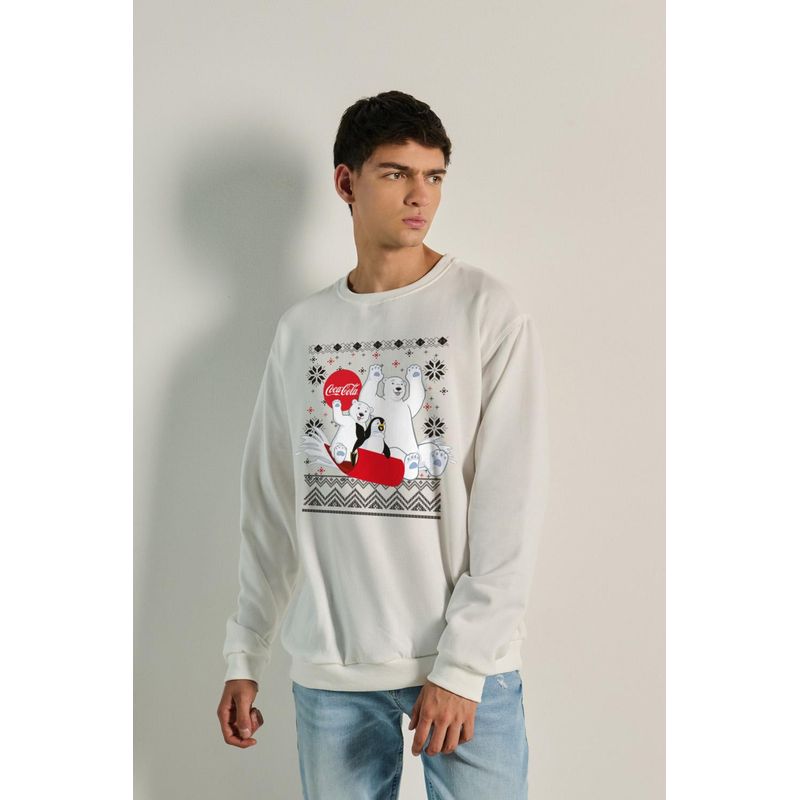 KOAJ - KOAJ Sueter cuello redondo hombro rodado masculino con arte de HOMBRE
