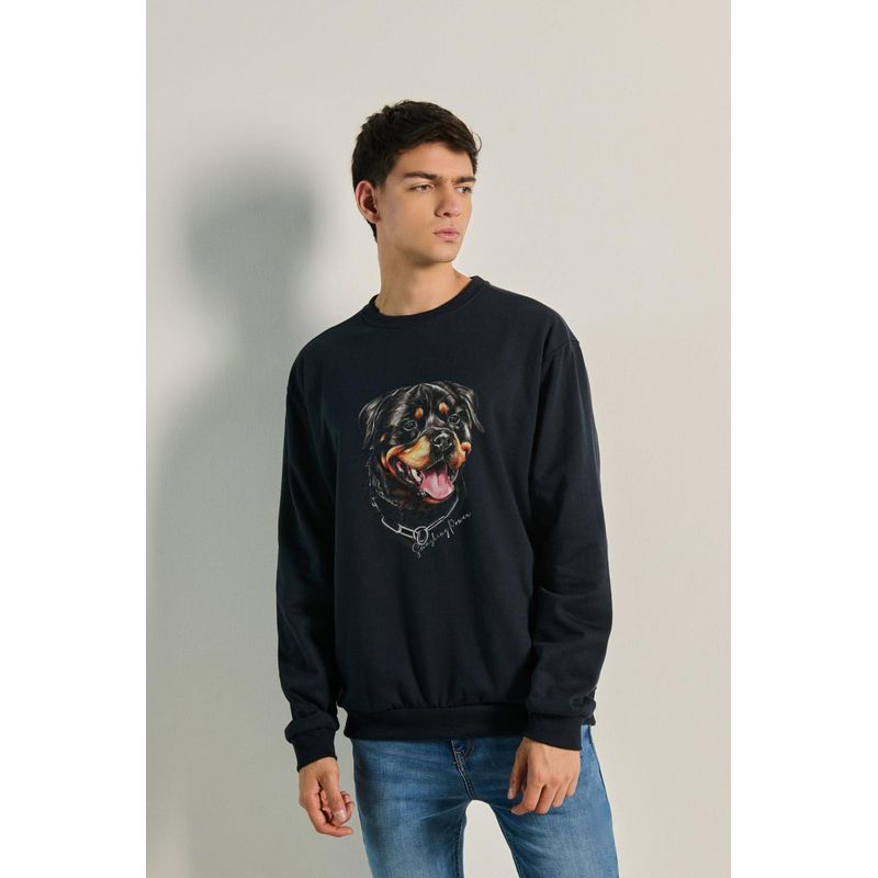 KOAJ - KOAJ Sueter cuello redondo con estampado de Rottweiler HOMBRE