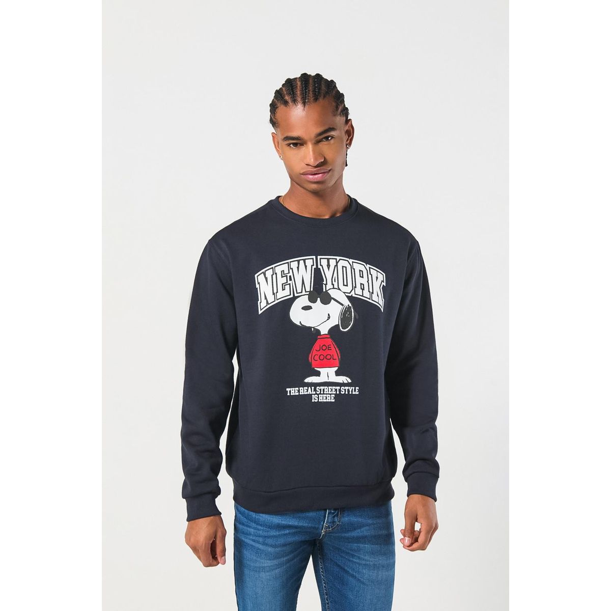 KOAJ - KOAJ Buzo de Snoopy college azul intenso cuello redondo Hombre