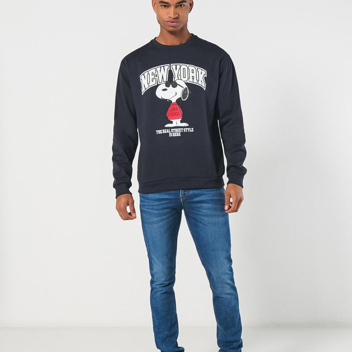 KOAJ - KOAJ Buzo de Snoopy college azul intenso cuello redondo Hombre