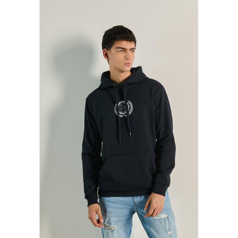 KOAJ - KOAJ Buzo unicolor con diseño college, cordón y capota HOMBRE