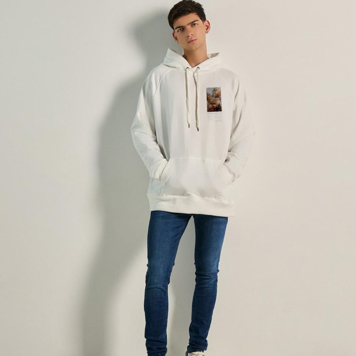 KOAJ - KOAJ Buzo capota ranglan con estampado de pintura renacentista HOMBRE