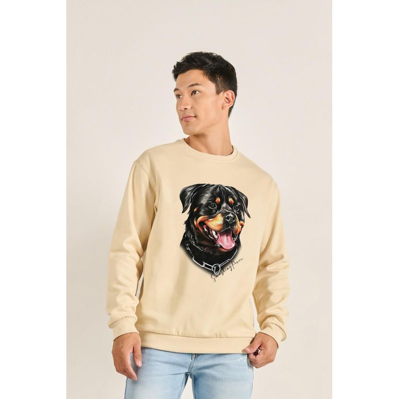KOAJ - KOAJ Sueter cuello redondo con estampado de Rottweiler HOMBRE
