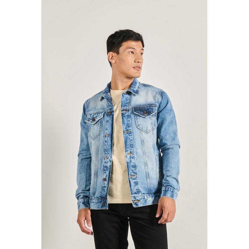 Moda Chaqueta De Jean Clara Hombre KOAJ Chaqueta En Jean Slim Azul
