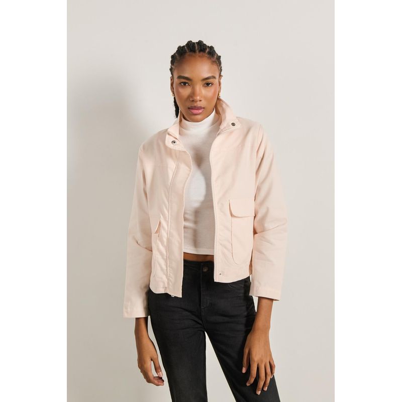 KOAJ - KOAJ Chaqueta rosada clara para mujer, elaborada en tela livia MUJER