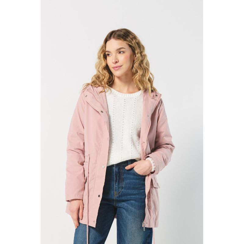KOAJ - KOAJ Chaqueta parka rosada clara con capota y cordón ajustable MUJER