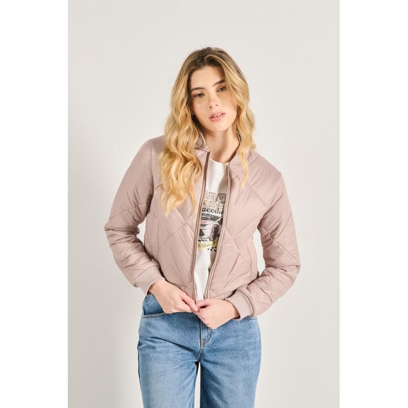 KOAJ - KOAJ Chaqueta unicolor bomber acolchada con rombos y bolsillos MUJER