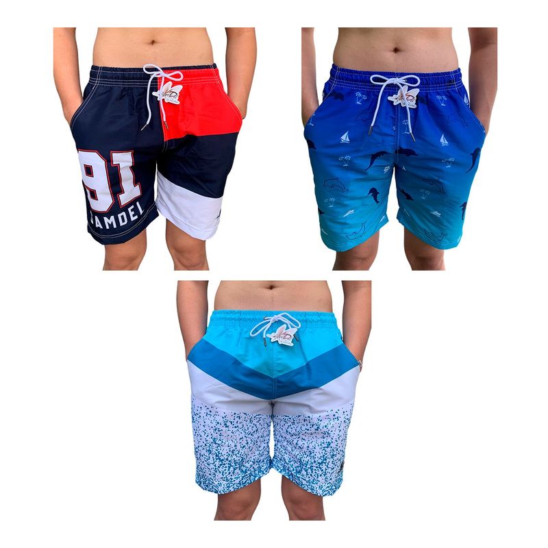 SAMDEL - Pantaloneta x 3 unidades sublimada hombre Pack 4