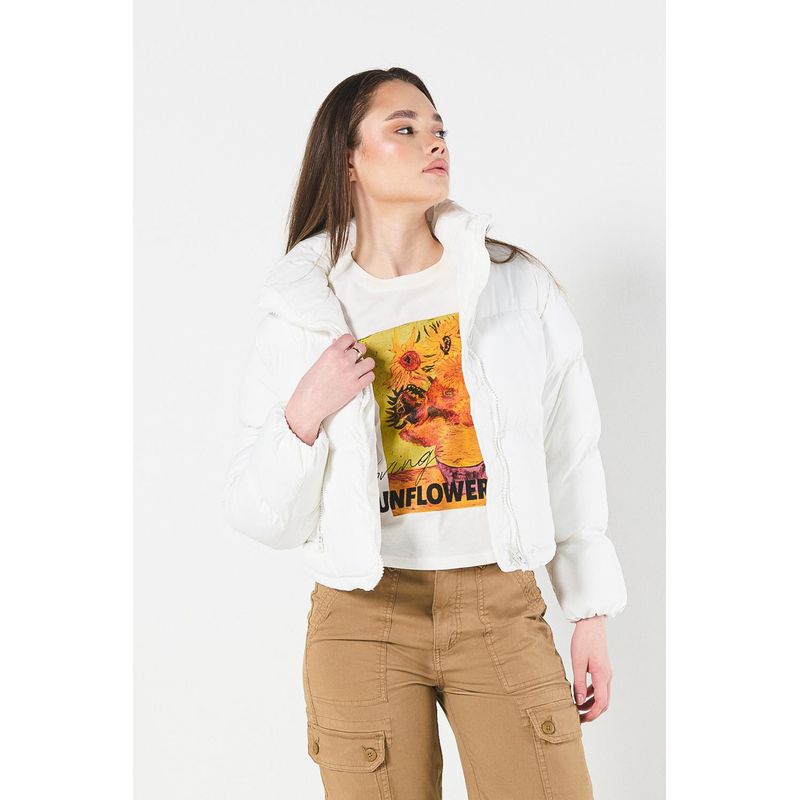 KOAJ - KOAJ Chaqueta unicolor acolchada con cuello alto y elástico MUJER