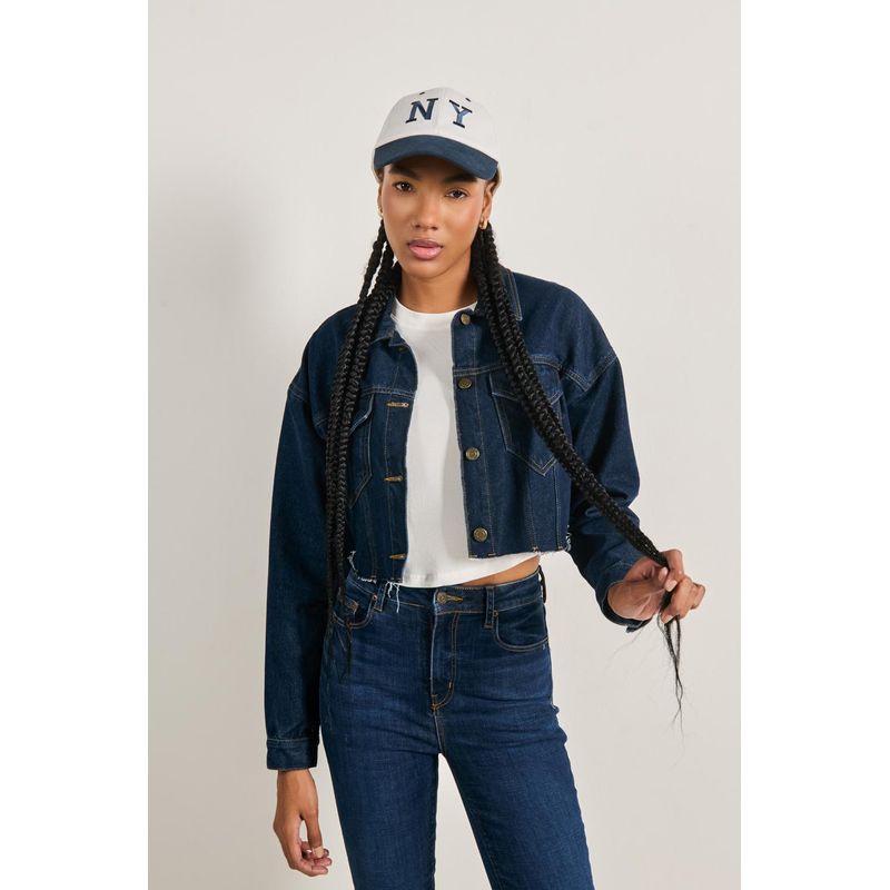 KOAJ - KOAJ Chaqueta de jean azul cropped oversize con bolsillos MUJER