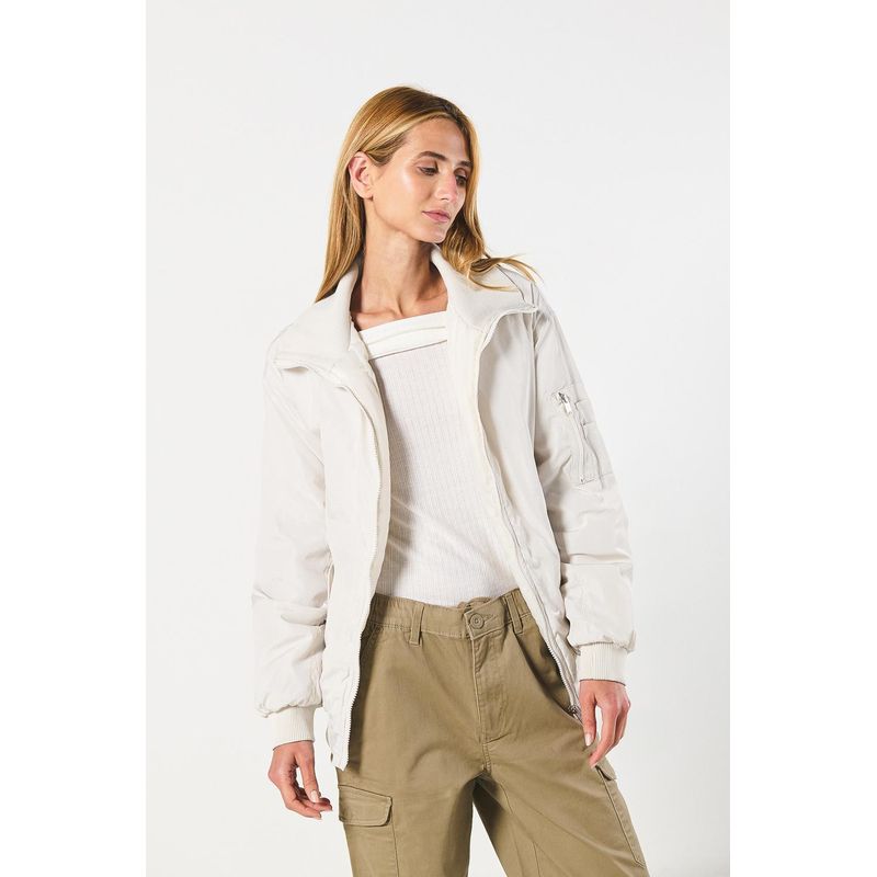 KOAJ - KOAJ Chaqueta bomber unicolor con cuello alto y bolsillos MUJER