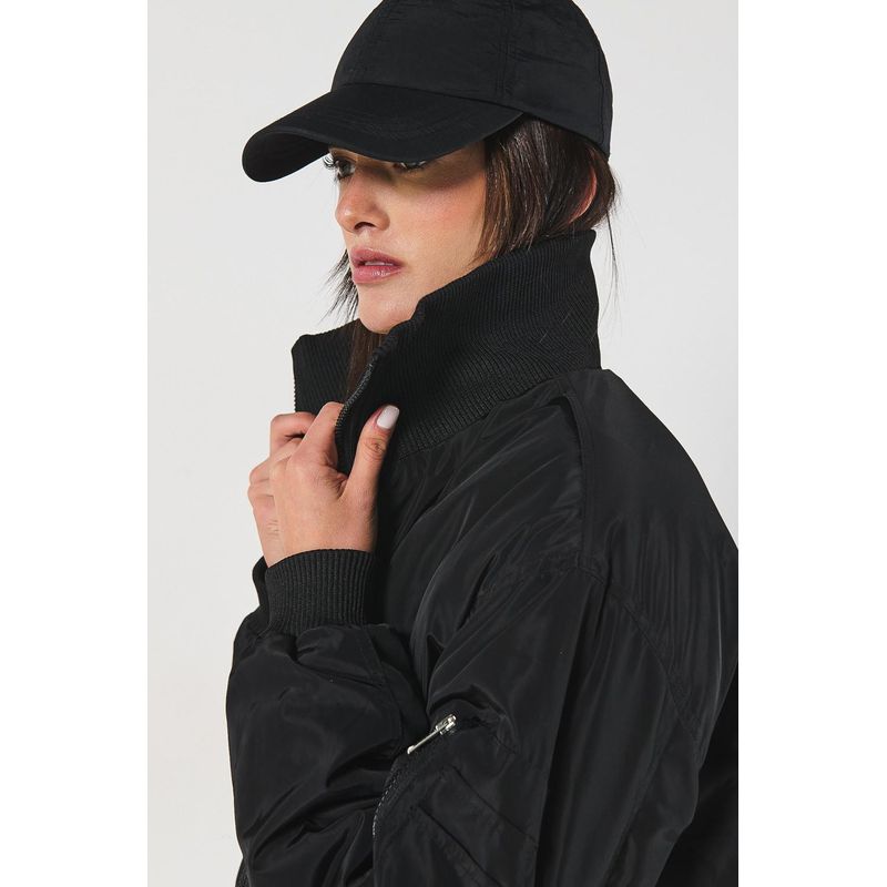 KOAJ - KOAJ Chaqueta unicolor bomber con manga bolsillo y rib en bajo MUJER