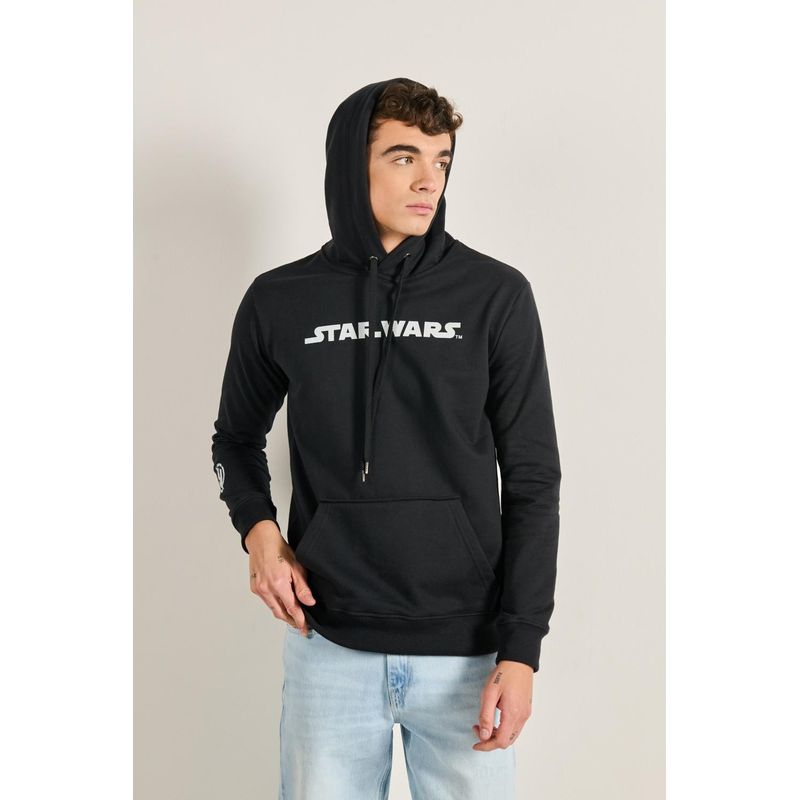 KOAJ - KOAJ Buzo negro con diseños localizados de Star Wars y capota HOMBRE