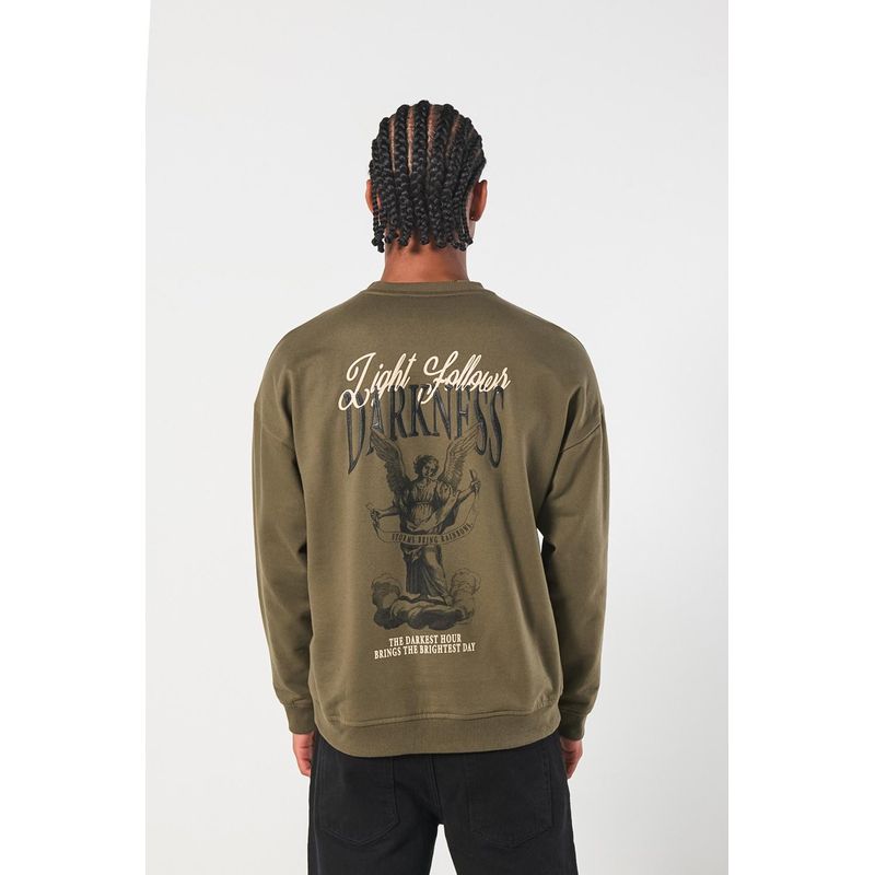 KOAJ - KOAJ Buzo cuello redondo oversize estampado en frente y espald HOMBRE