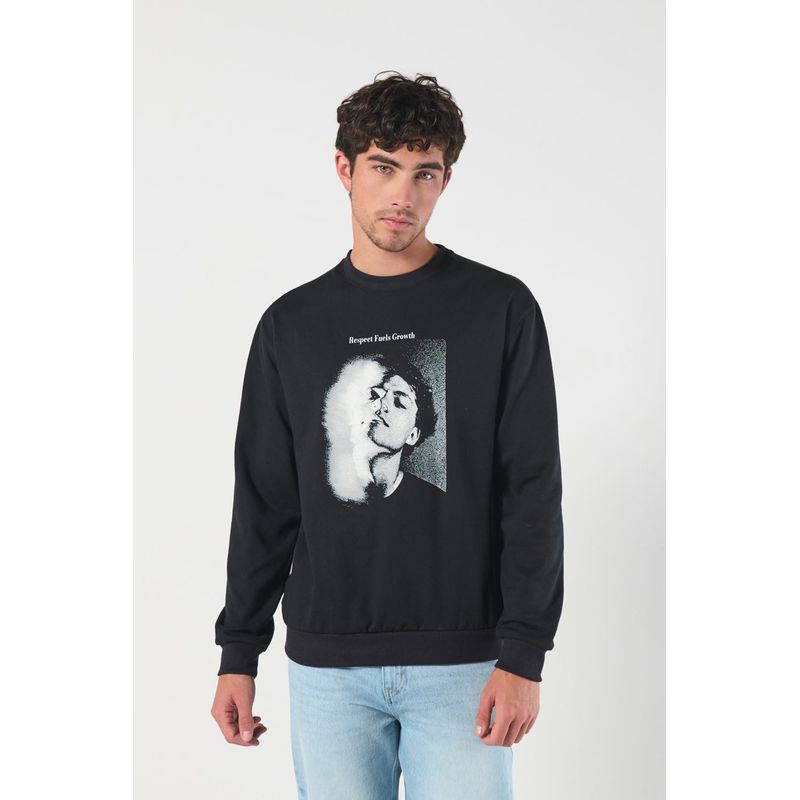 KOAJ - KOAJ Buzo cuello redondo unicolor con estampado en frente HOMBRE