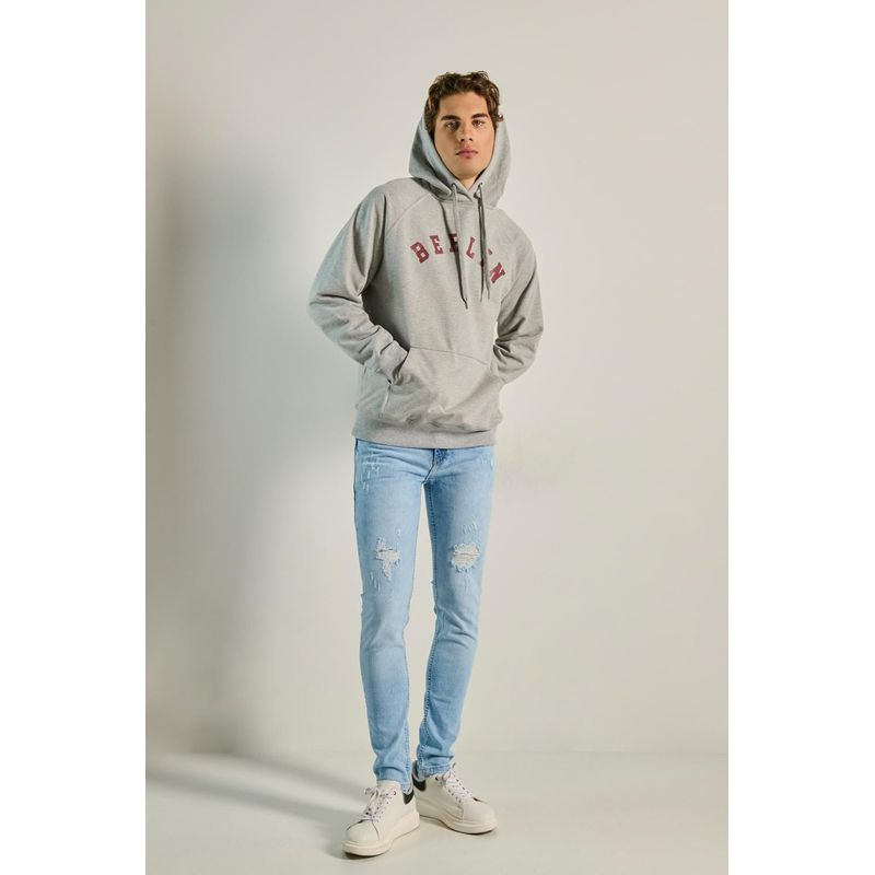 KOAJ - KOAJ Buzo manga ranglan unicolor con capota y diseÃ±o colleg HOMBRE