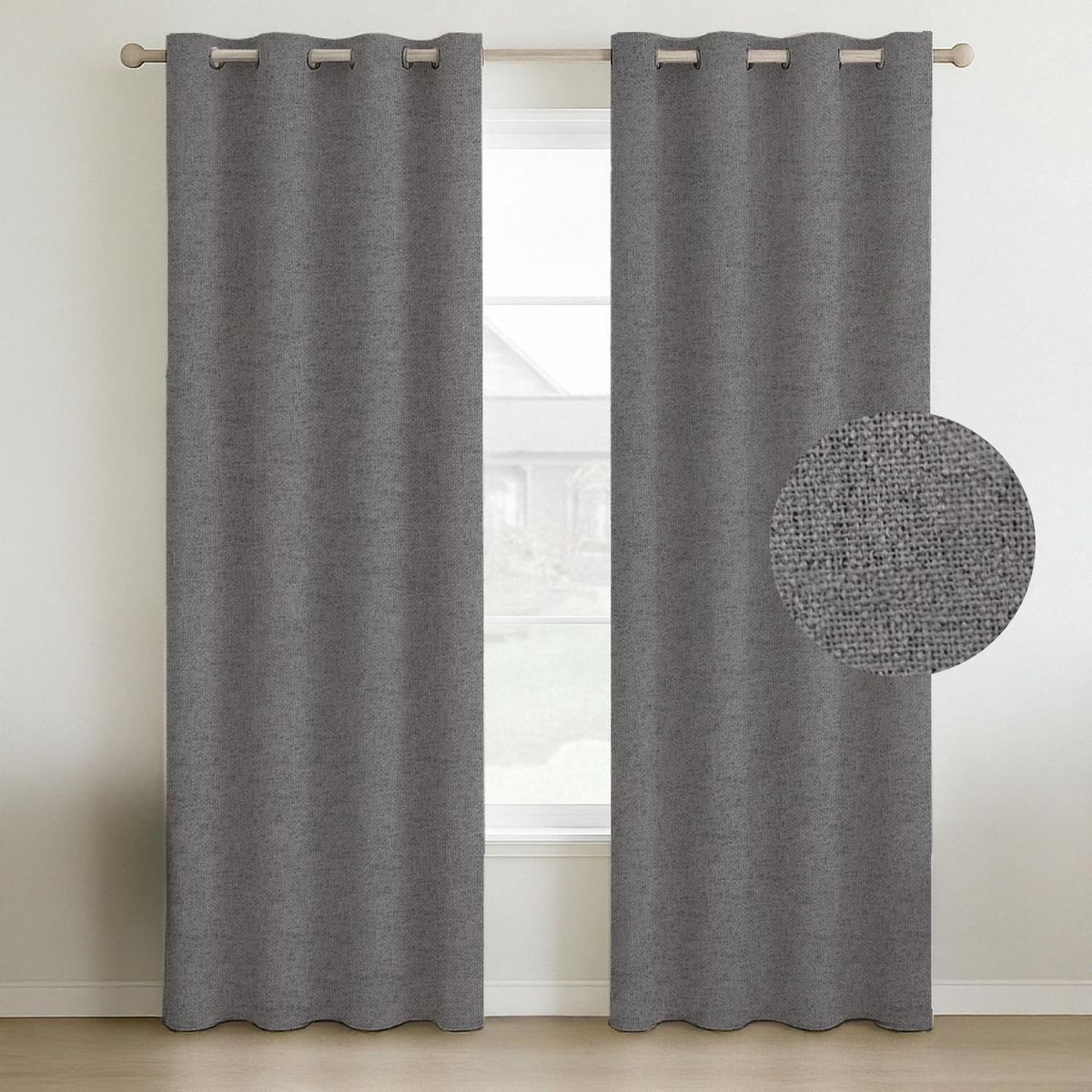 CASATUA - Cortina 100% Blackout Engomada Termica X2 Casatua Tipo Lino - Gris