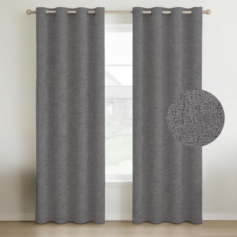 CASATUA - Cortina 100% Blackout Engomada Termica X2 Casatua Tipo Lino - Gris