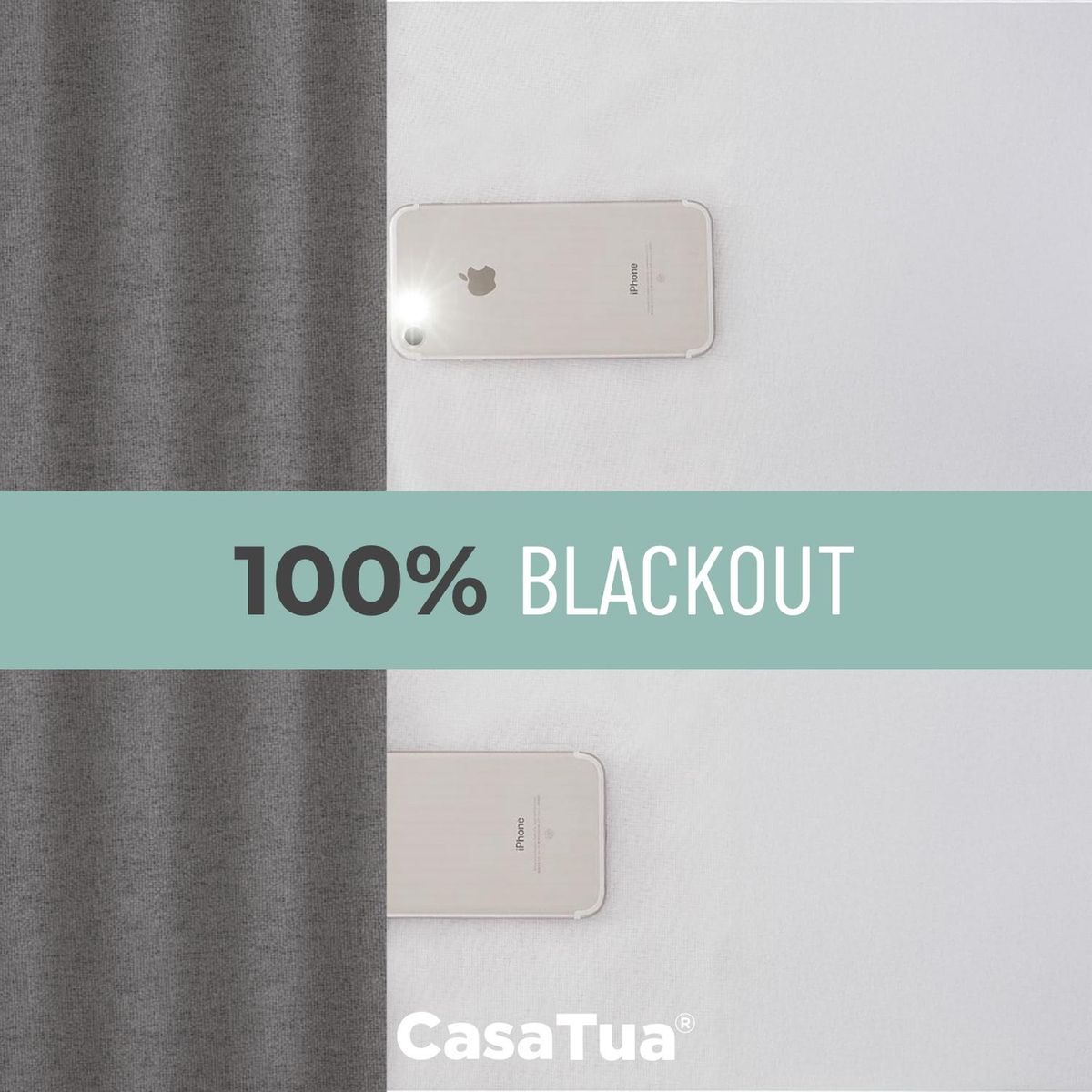 CASATUA - Cortina 100% Blackout Engomada Termica X2 Casatua Tipo Lino - Gris