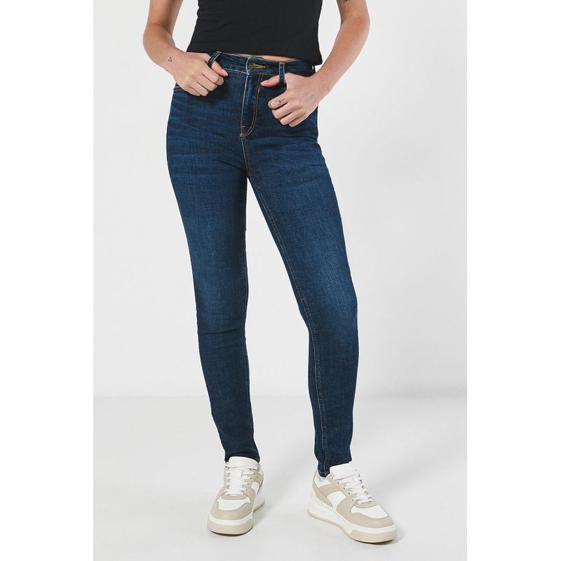 KOAJ - KOAJ Jean Jegging tiro alto azul oscuro MUJER