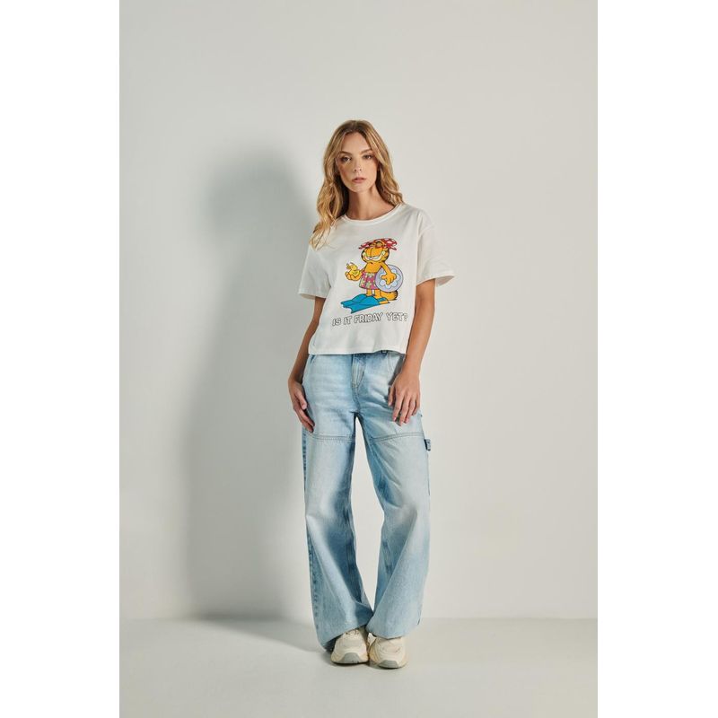 KOAJ - KOAJ Camiseta unicolor crop top con manga corta y diseÃ±o de MUJER