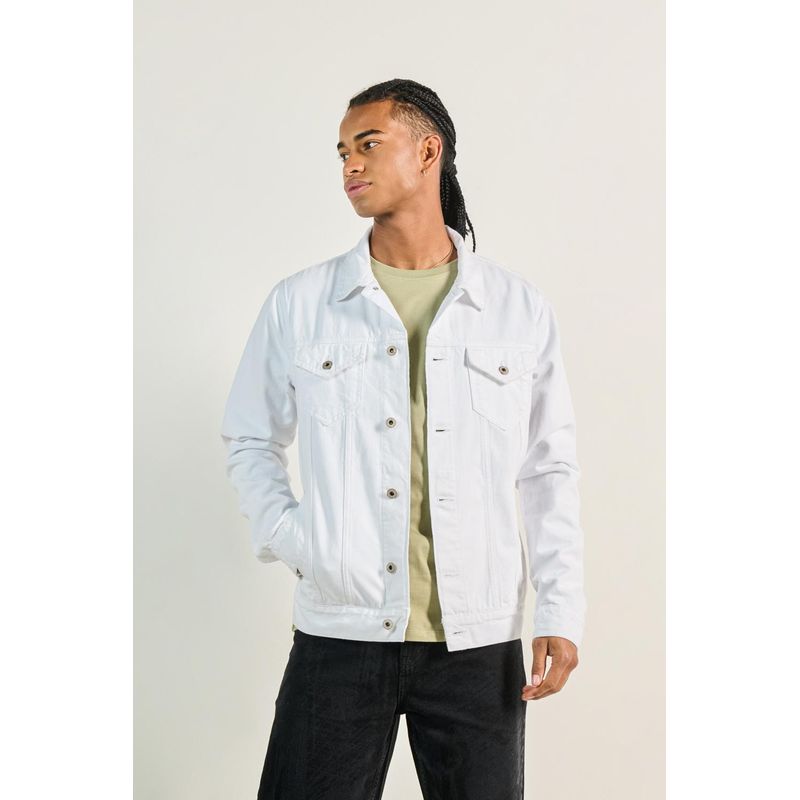 KOAJ - KOAJ Chaqueta de jean slim blanca con bolsillos de parche HOMBRE