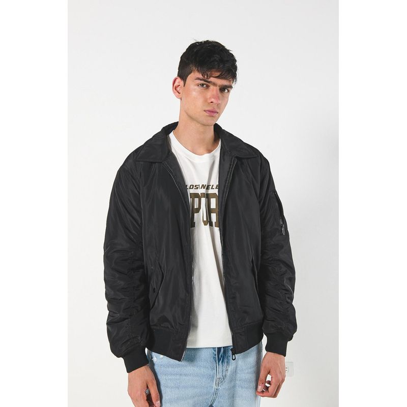 KOAJ - KOAJ Chaqueta bomber unicolor con cuello trucker y cremallera HOMBRE