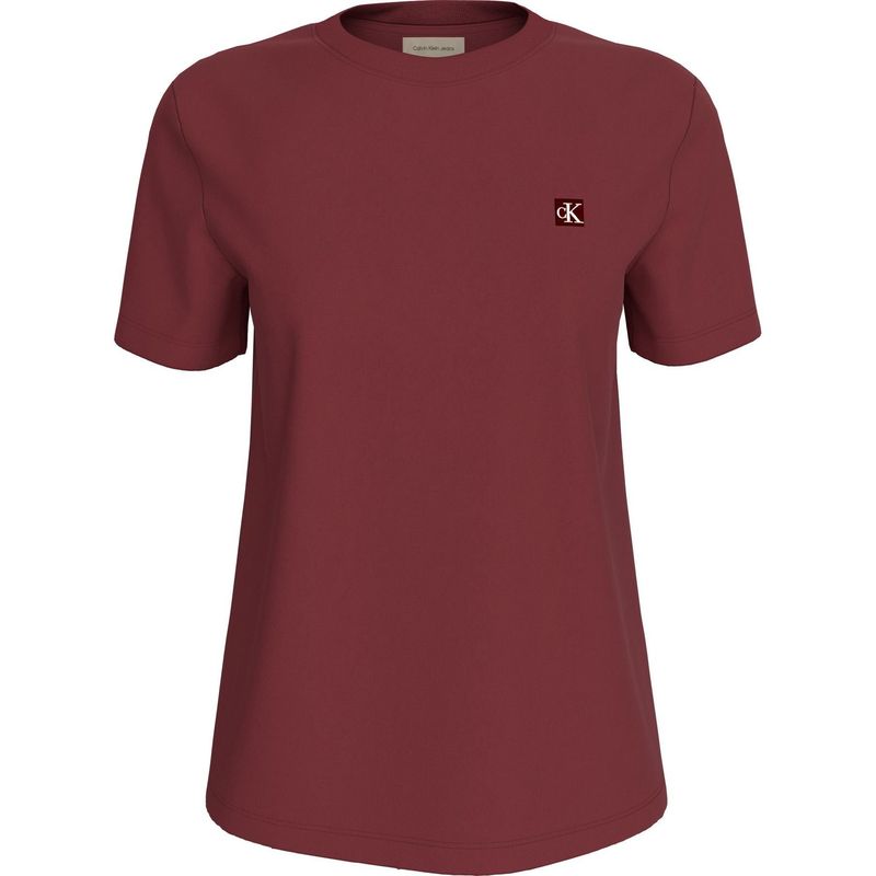 CALVIN KLEIN - Camiseta roja de algodón con insignia Calvin Klein
