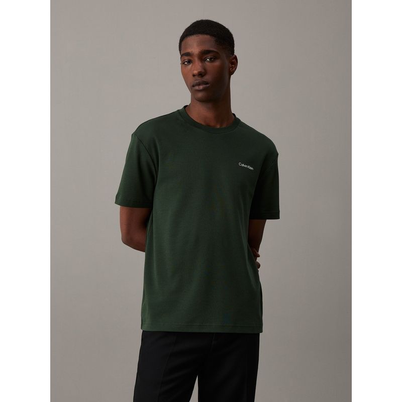 CALVIN KLEIN - Camiseta verde con micro logo Calvin Klein