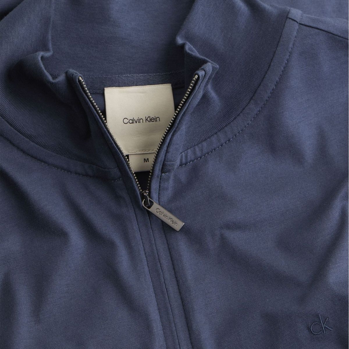 CALVIN KLEIN - Camiseta Azul Con Cuello Alto Y Media Cremallera Calvin Klein