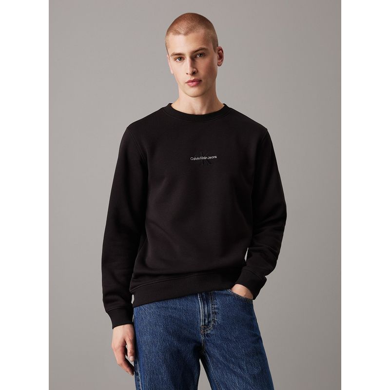 CALVIN KLEIN - Saco negro de felpa con monograma Calvin Klein