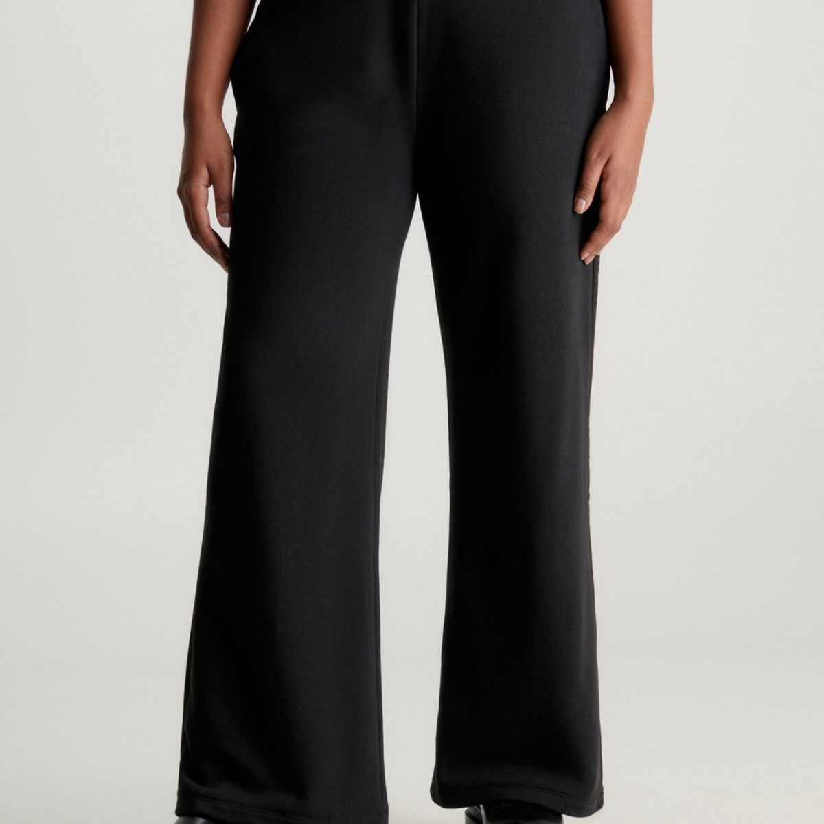 CALVIN KLEIN - Pantalón negro de chándal holgado de felpa de algodón Calvin Klein