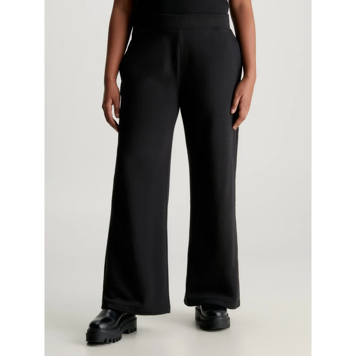 CALVIN KLEIN - Pantalón negro de chándal holgado de felpa de algodón Calvin Klein