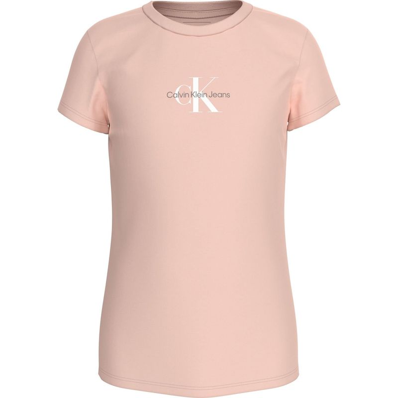 CALVIN KLEIN - Camiseta rosada slim con monograma para niña Calvin Klein