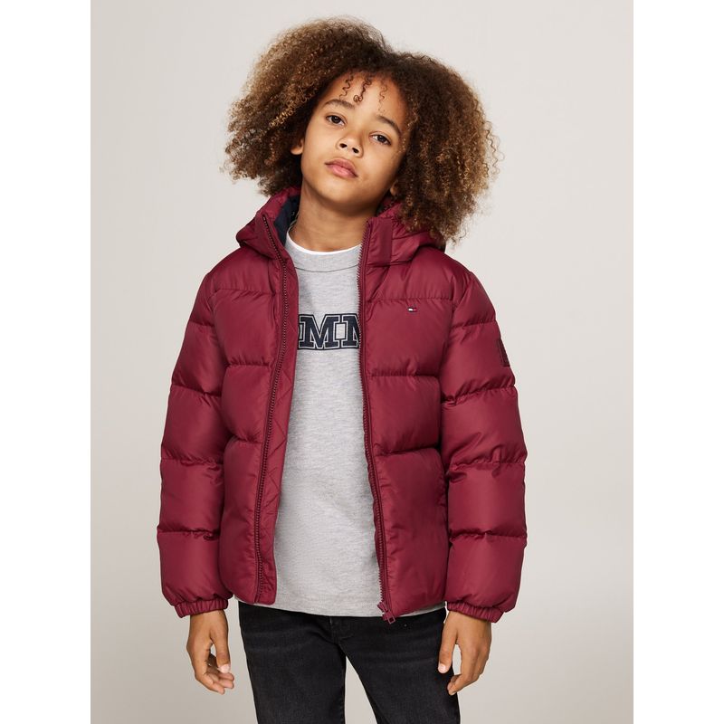 TOMMY HILFIGER - Chaqueta Niño Roja Essential Acolchada Con Gorro Tommy Hilfiger
