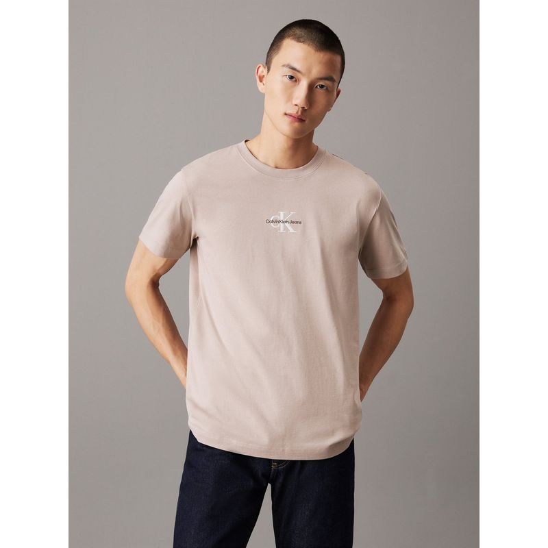 CALVIN KLEIN - Camiseta Beige Con Monograma Para Hombre Calvin Klein