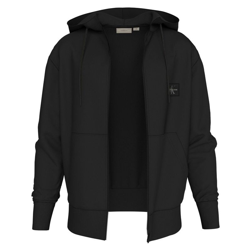 CALVIN KLEIN - Buzo negro con capota y etiqueta tejida Calvin Klein