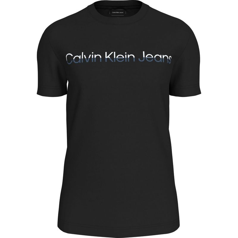 CALVIN KLEIN - Camiseta negra con logo institutional bicolor Calvin Klein