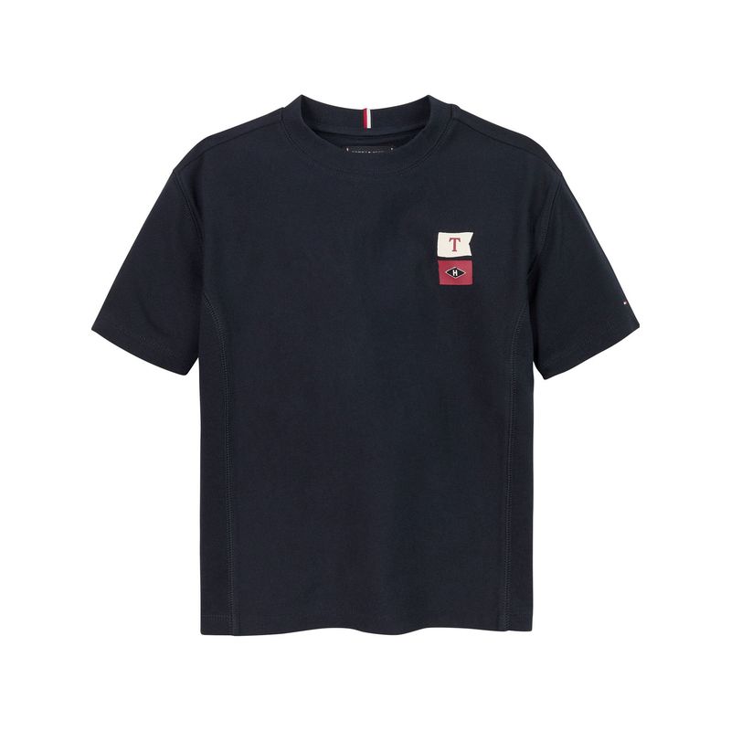 TOMMY HILFIGER - Camiseta azul con logo bordado Para Niño Tommy Hilfiger