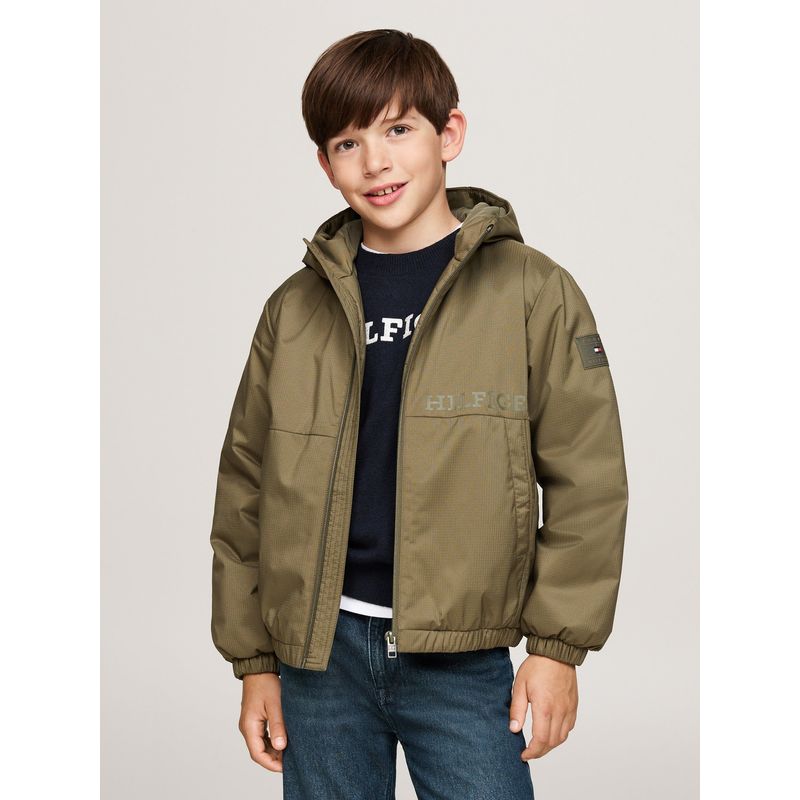 TOMMY HILFIGER - Chaqueta Niño Verde Acolchada Con Logo Monotipo Tommy Hilfiger