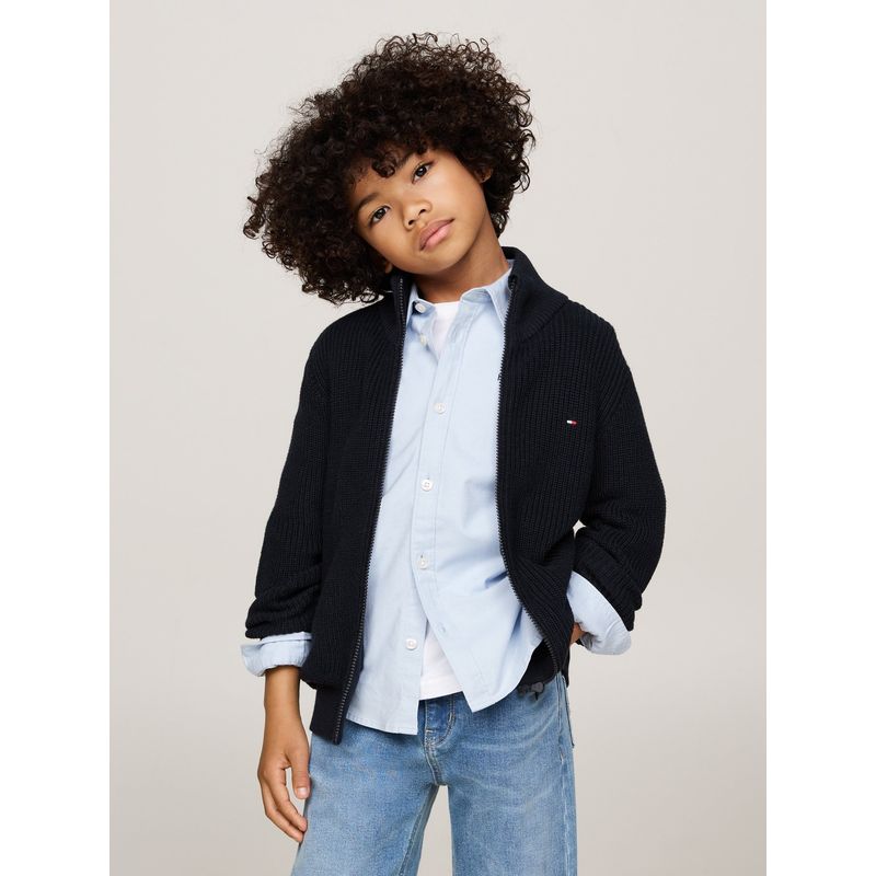 TOMMY HILFIGER - Saco Azul Niño Tejido Con Cierre De Cremallera Y Logo Tommy Hilfiger