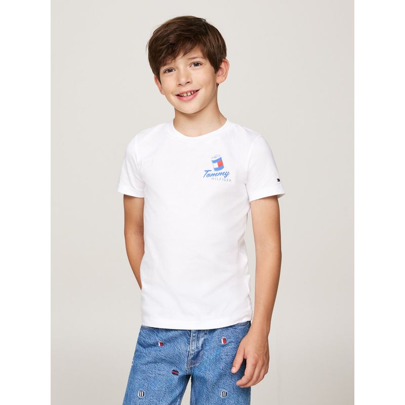 TOMMY HILFIGER - Camiseta Blanca Con Logo Gráfico Para Niño Tommy Hilfiger