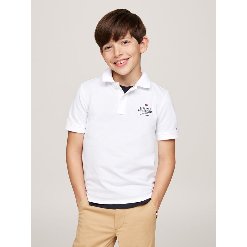 TOMMY HILFIGER - Polo Blanca de corte regular Para Niño Tommy Hilfiger