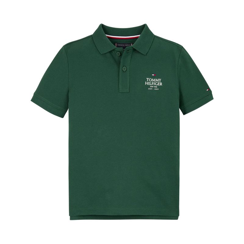 TOMMY HILFIGER - Polo Verde Niño De Corte Regular Con Logo Tommy Hilfiger