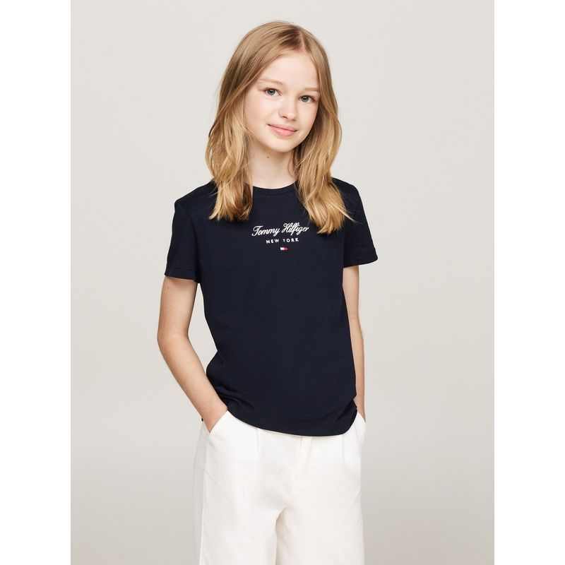 TOMMY HILFIGER - Camiseta Niña Azul Con Logo Nyc Tommy Hilfiger
