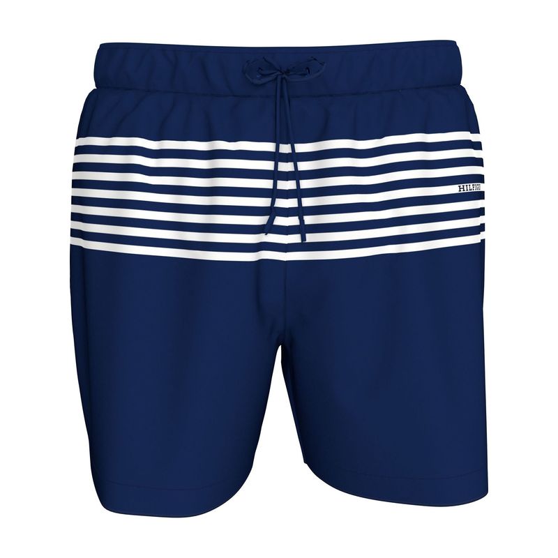 TOMMY HILFIGER - Pantaloneta azul de baño Essential estampado de medio largo Tommy Hilfiger